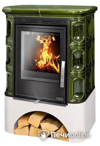 Печь-камин ABX Marina EXclusive, белый цоколь, зеленая в Бронницах